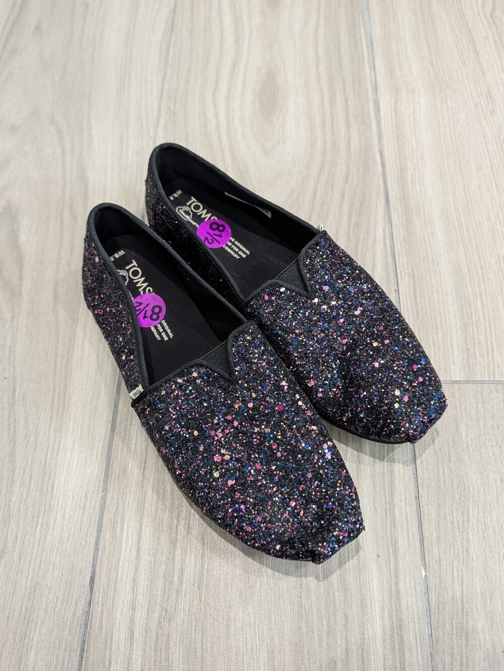 Toms Black Glitter Comfort Shoes Size 8.5